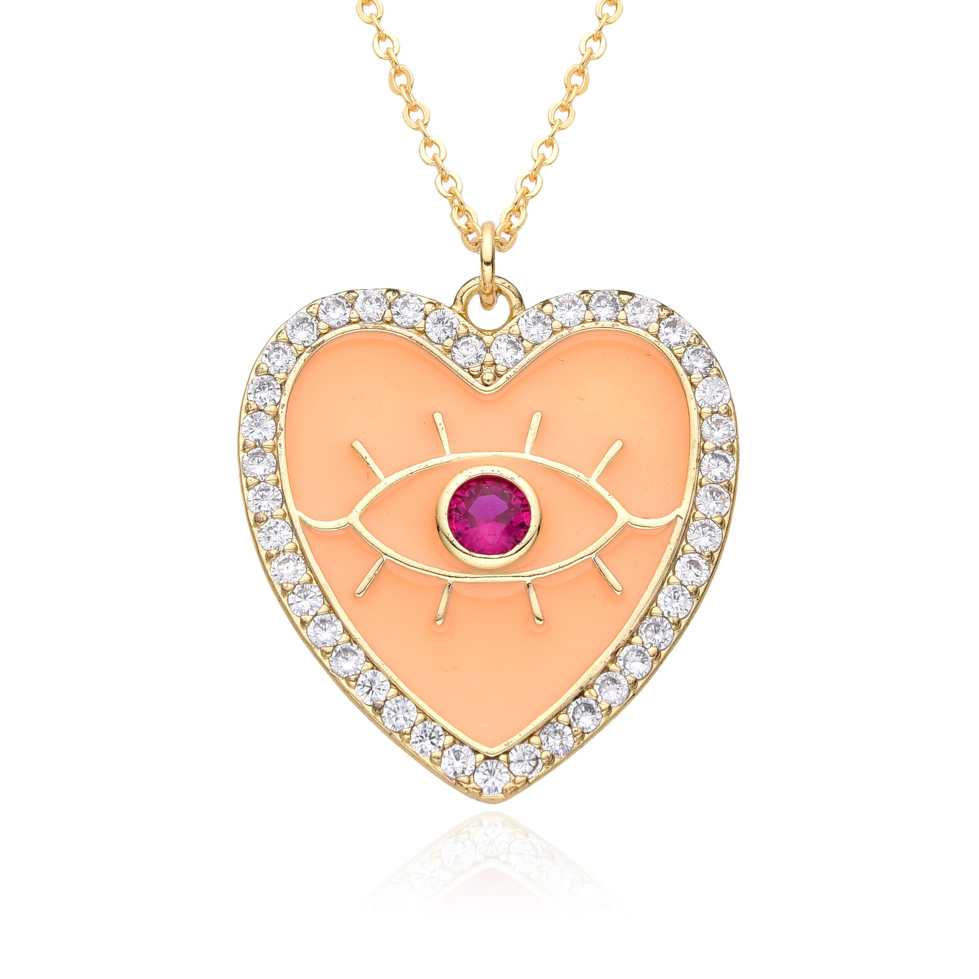 Wholesale Copper Plated Real Gold Dripping Love Eyes Geometric Necklace